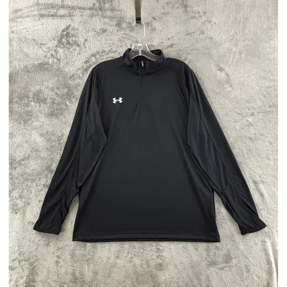 Under Armour Locker 1/4 Zip Pullover Mens L Black Loose Fit Long Sleeve‎ Stretch